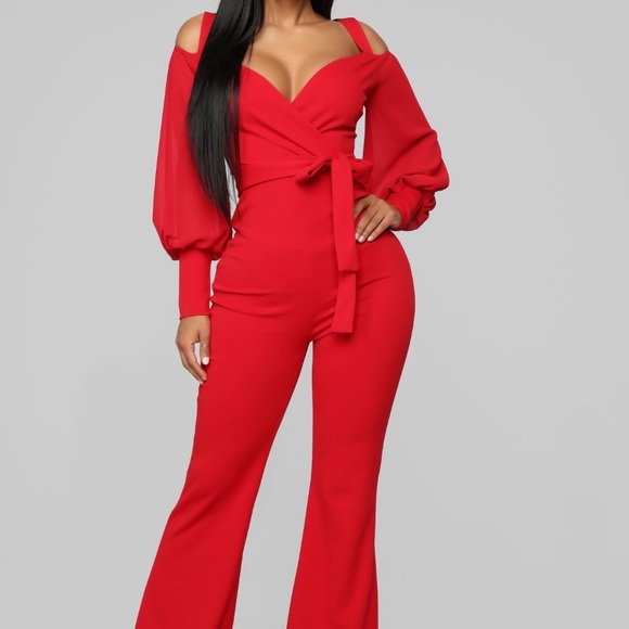 red fashion nova jumpsuit